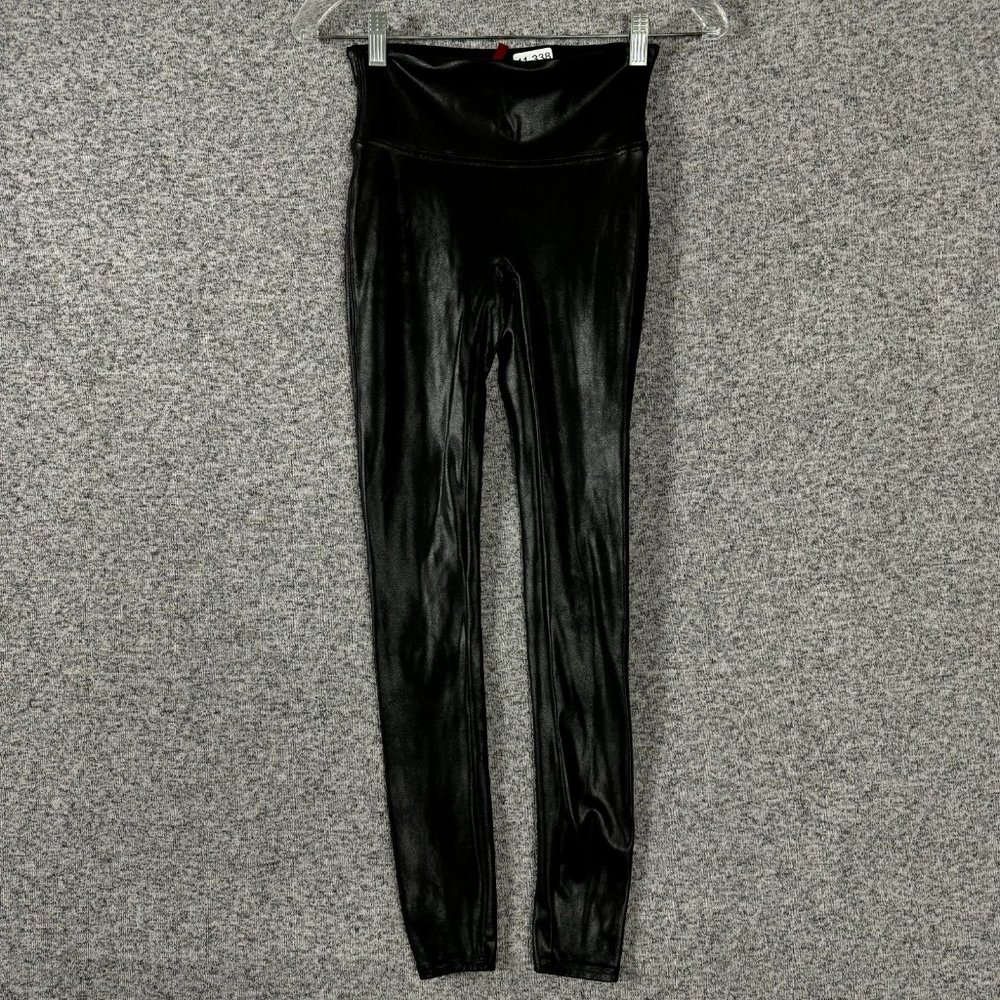 Spanx Women's Size Small Black High Waisted Faux Leather Leggings